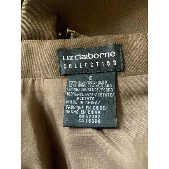 Liz Claiborne Silk and Wool Vintage Belted Career Maxi Skirt Brown 6 - Picture 6 of 6